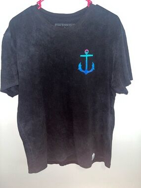 Pink Dolphin Black Tee with Teal & Blue Anchor